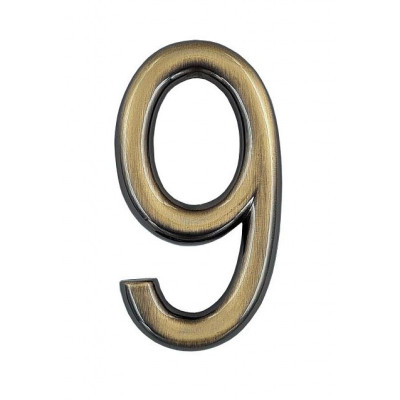 Številka "9" v velikosti 75mm, bronasta.