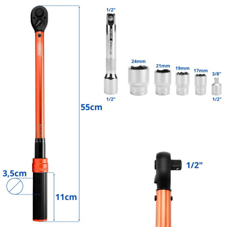 Momentni ključ za kolesa 1/2" 40-220 Nm D1738