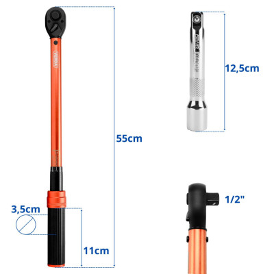 Momentni ključ za kolesa 1/2" 40-220 Nm D1738