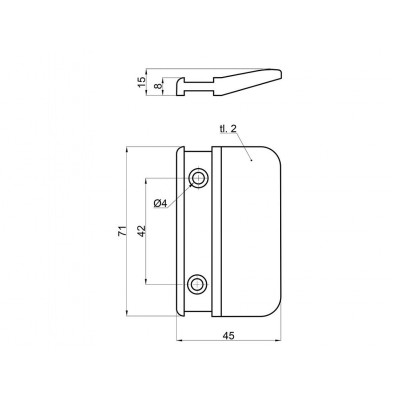 Ročica za balkonska vrata Ph antracit r.42,5 Ročica za balkonska vrata Ph antracit r.42,5
