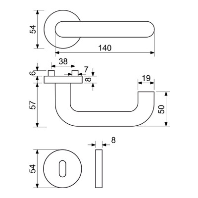 RK.U-FORM.BB.CE kljuka za vrata RK.U-FORM.BB.CE kljuka za vrata