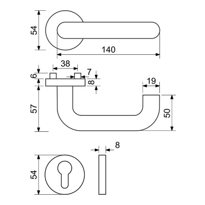 RK.U-FORM.PZ.CE kljuka za vrata RK.U-FORM.PZ.CE kljuka za vrata
