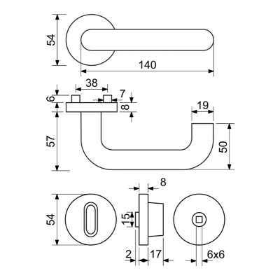 RK.U-FORM.WC.CE kljuka za vrata RK.U-FORM.WC.CE kljuka za vrata