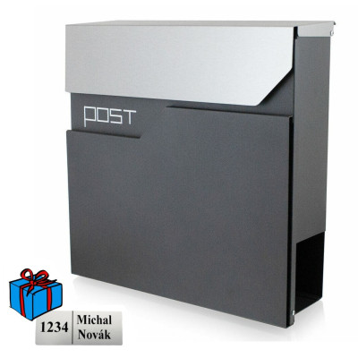 S3695 poštni predal antracit + nerjaveče jeklo