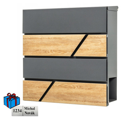 NIKA poštni nabiralnik antracit + imitacija lesa