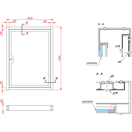Informačná vitrína 52x70cm RAL7035 poškodený rám