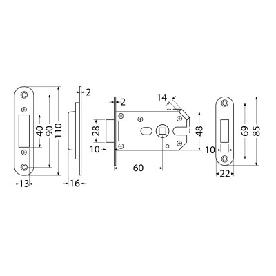 EN.305.M.KL.60.22.CE magnetni vgradni ključavnica