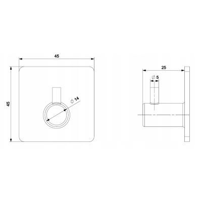 WS2 samolepilni kvadratni kavelj 45 mm