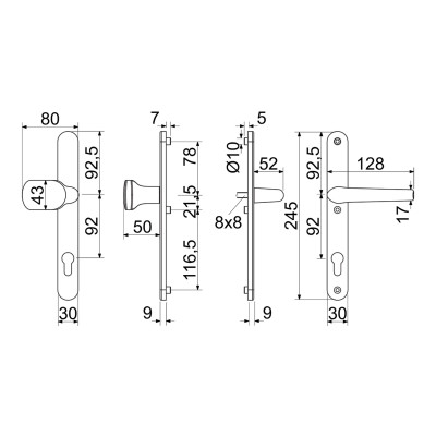 RHD.005.92.F4/F9016 kljuka + ročaj za plastična vrata RHD.005.92.F4/F9016 kljuka + ročaj za plastična vrata