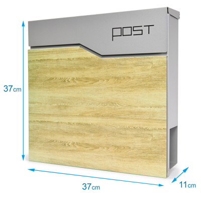 S3637 poštni nabiralnik srebrne barve + imitacija lesa. S3637 poštni nabiralnik srebrne barve + imitacija lesa.
