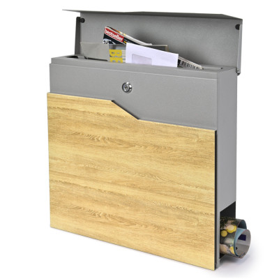 S3637 poštni nabiralnik srebrne barve + imitacija lesa. S3637 poštni nabiralnik srebrne barve + imitacija lesa.