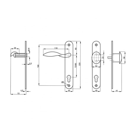 K914 rustikalna kljuka + GUMB Desna 90 mm vložek