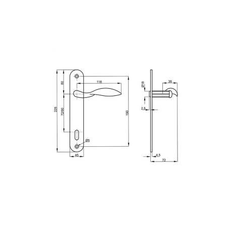 K912 rustikalna kljuka 72 mm ključ