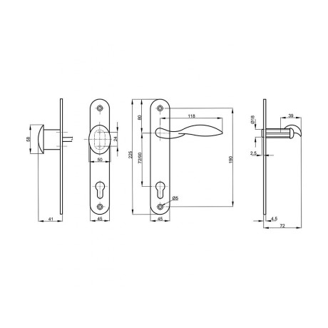 K914 rustikalna kljuka + GUMB Leva 72 mm vložek