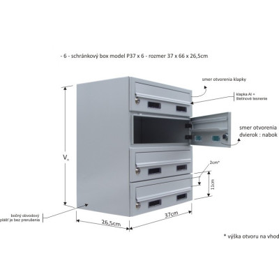 M37/6 modularna nabiralna škatla RAL9006