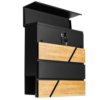 D3638 poštová schránka čierna + imit. dreva