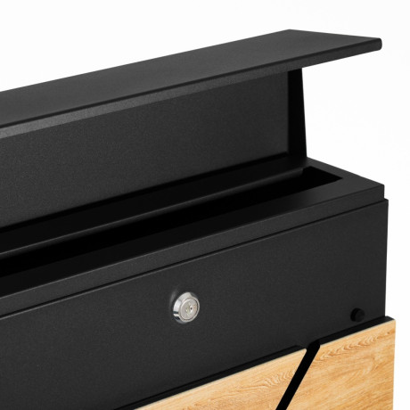 D3638 poštová schránka čierna + imit. dreva