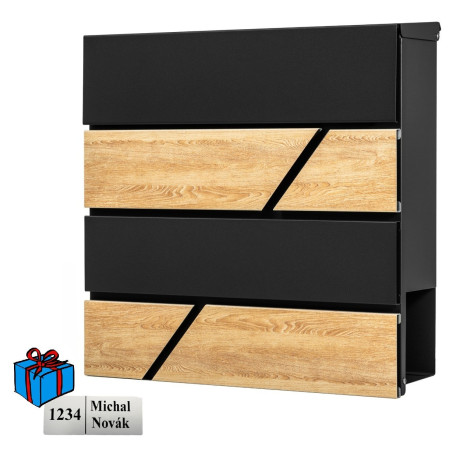 D3638 poštni nabiralnik črna + imit. les.