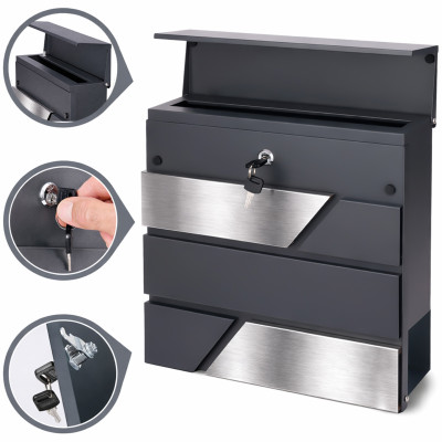 D3711 poštni nabiralnik antracit + nerjavno jeklo