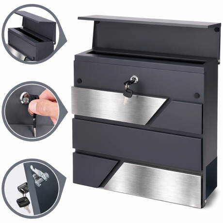 D3711 poštni nabiralnik antracit + nerjavno jeklo