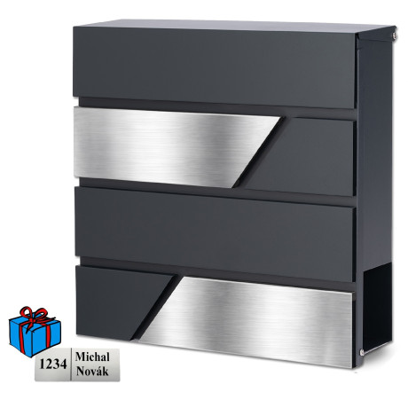 D3711 poštová schránka antracit + nerez