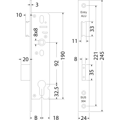 ENTRY ALU zadlabací zámok ENTRY ALU zadlabací zámok