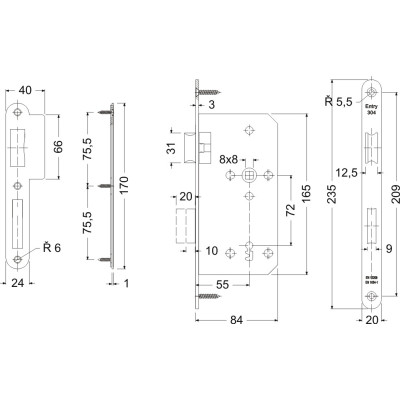 ENTRY 304.BB zadlabací zámok