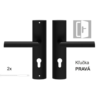 MIRO vchodová kľučka čierna satén 72mm pravá VMICZP MIRO vchodová kľučka čierna satén 72mm pravá VMICZP