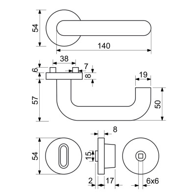 RK.U-FORM.WC.N kľučka na dvere