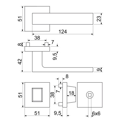 RK.C3.TORINO.WC.CE kľučka na WC čierna