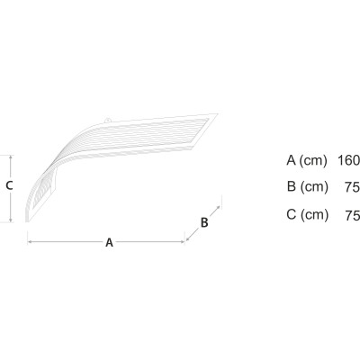 Strieška nad dvere oblúková jednostranná priehľadná 160x75x75cm
