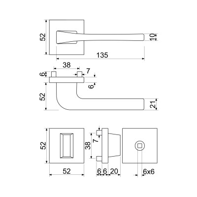 RK.C36.CORTINA.WC.ANT kľučka na dvere RK.C36.CORTINA.WC.ANT kľučka na dvere