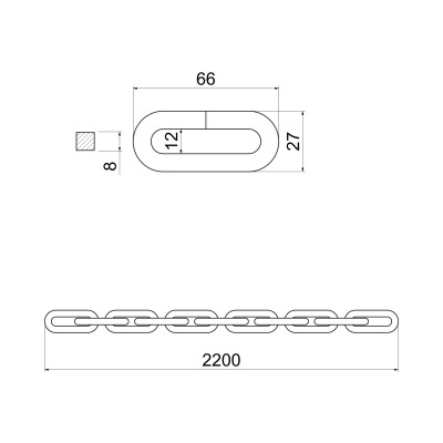 Bezpečnostná reťaz Ø 8mm x 2200mm Bezpečnostná reťaz Ø 8mm x 2200mm